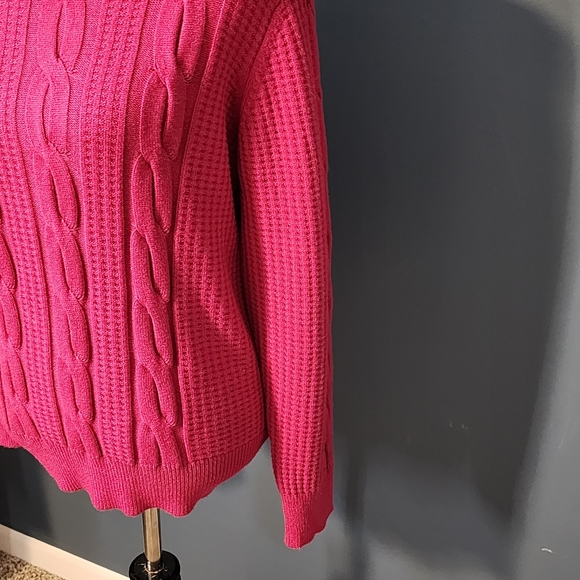 Philosophy Pink Waffle Weave and Cable Knit Rayon Long Sleeve Sweater Size XL - Picture 3 of 9